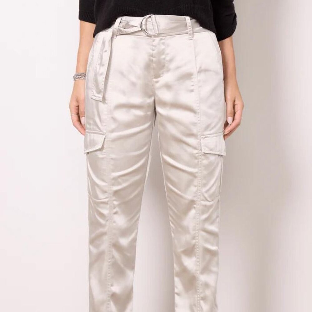 Sanctuary Classy Satin Cargo Pants - Toasted Marshmallow NWT Size 32 - Picture 4 of 8